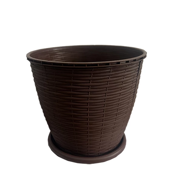 Virágcserép +alátét RATTAN  6L BARNA