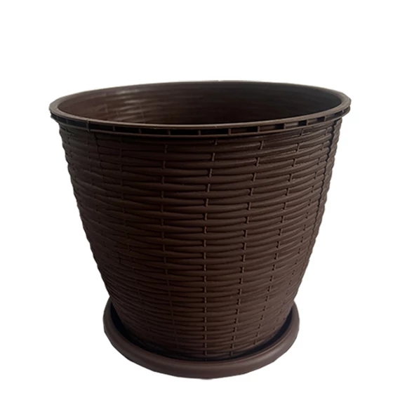Virágcserép +alátét RATTAN  9L BARNA