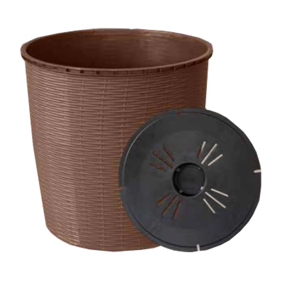 Virágcserép +alátét RATTAN  26L BARNA