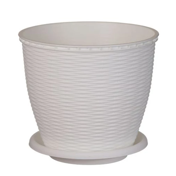 Virágcserép +alátét RATTAN  16L FEHÉR