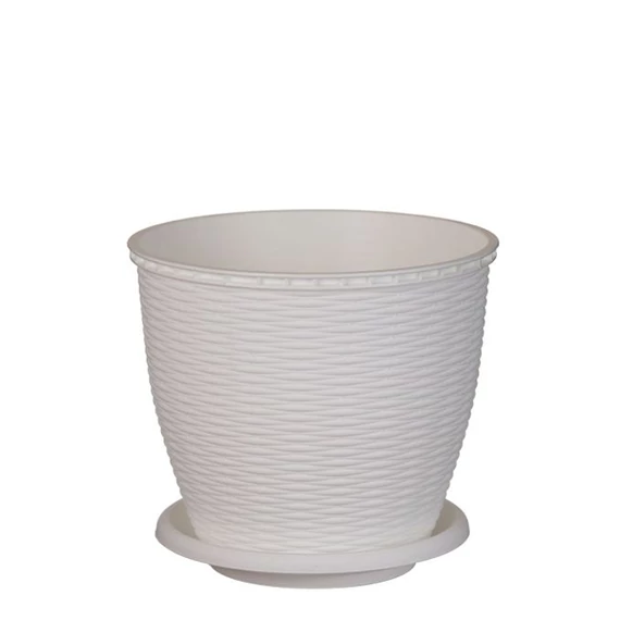 Virágcserép +alátét RATTAN  2.75L FEHÉR