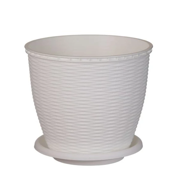 Virágcserép +alátét RATTAN  9L FEHÉR