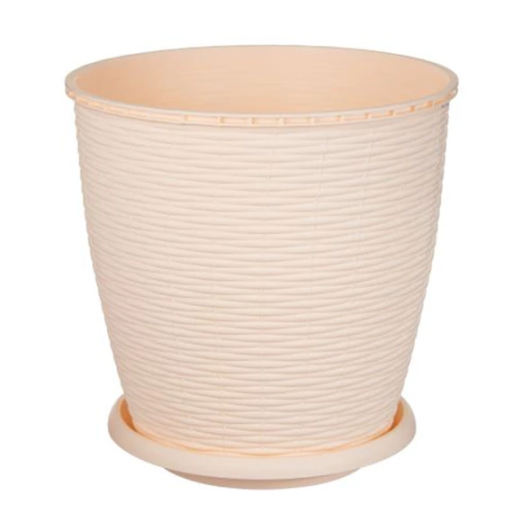 Virágcserép +alátét RATTAN  16L KRÉM