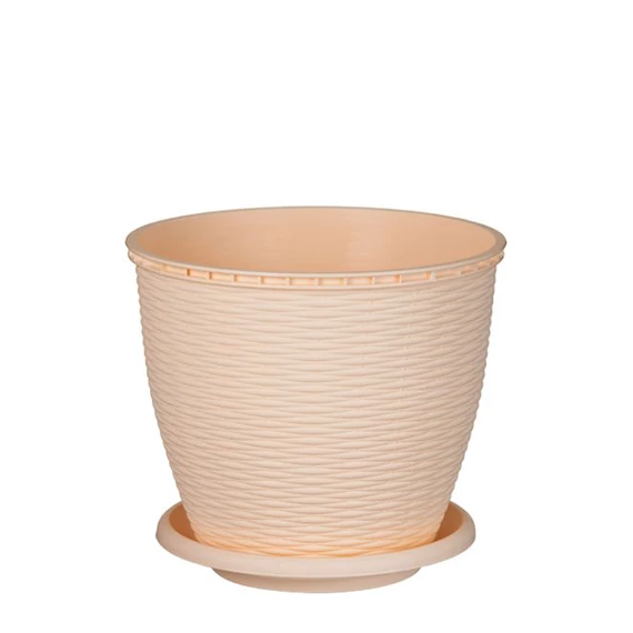 Virágcserép +alátét RATTAN  2.75L KRÉM
