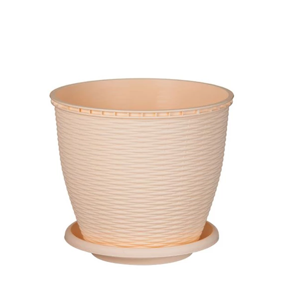 Virágcserép +alátét RATTAN  6L KRÉM