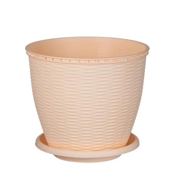 Virágcserép +alátét RATTAN  9L KRÉM