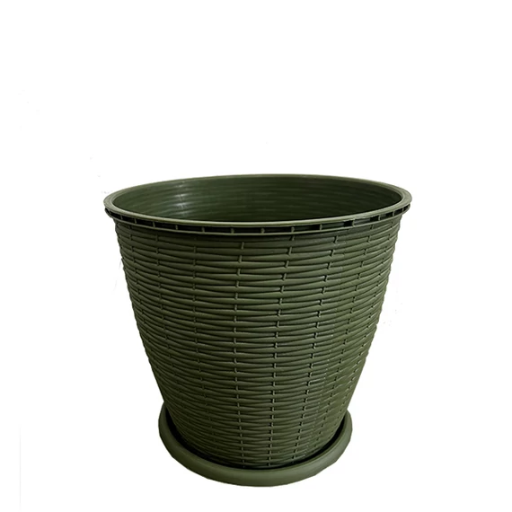 Virágcserép +alátét RATTAN 2.75L ZÖLD
