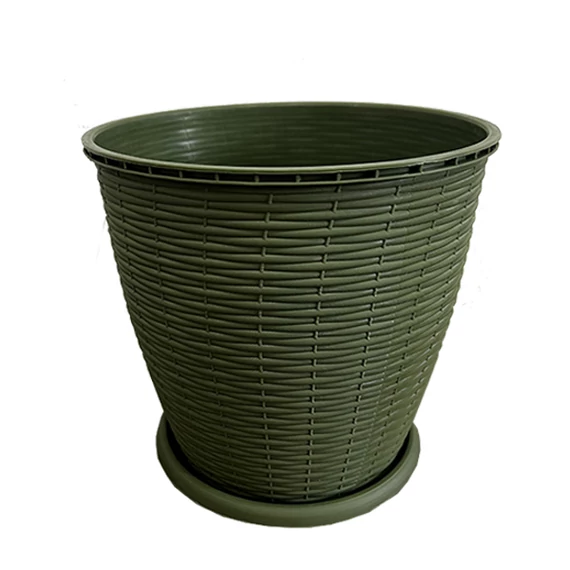Virágcserép +alátét RATTAN 9L ZÖLD