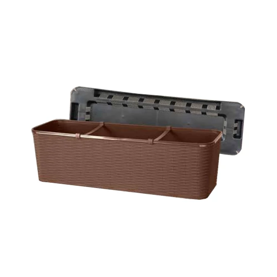 Virágláda RATTAN  (60 cm-es)  - Barna
