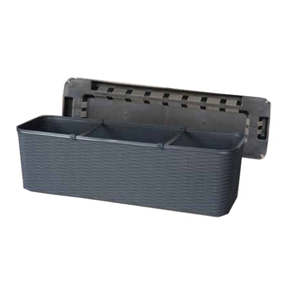 Virágláda RATTAN  (60 cm-es)  - SZÜRKE