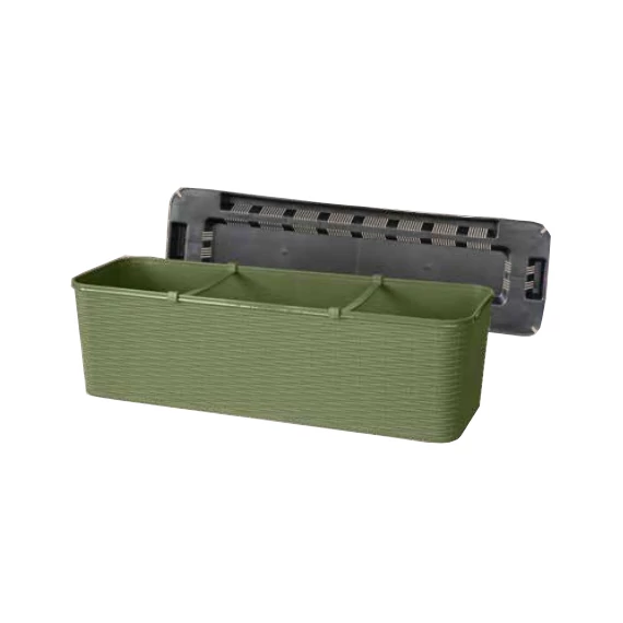 Virágláda RATTAN  (60 cm-es)  - ZÖLD