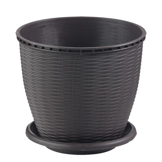 Virágcserép +alátét RATTAN  16L WENGE