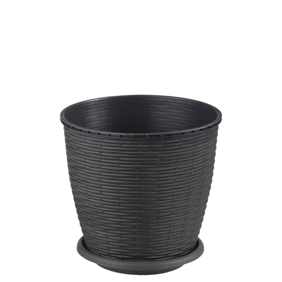Virágcserép +alátét RATTAN  2.75L WENGE