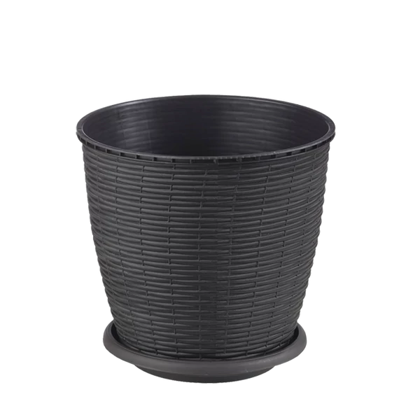 Virágcserép +alátét RATTAN  6L WENGE
