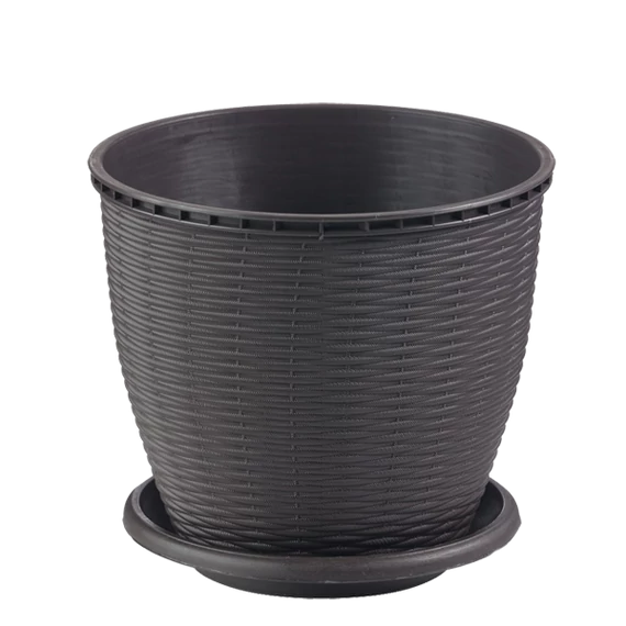 Virágcserép +alátét RATTAN  9L WENGE